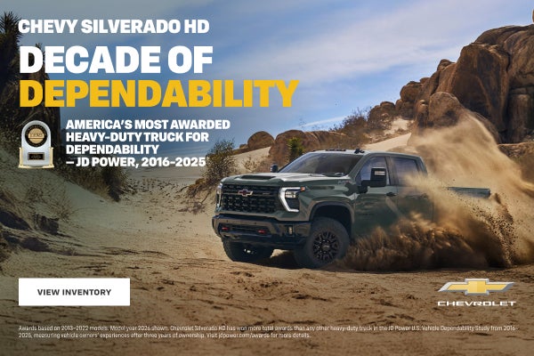 Chevy Silverado HD. DECADE OF DEPENDABILITY. AMERICA'S MOST AWARDED HEAVY-DUTY TRUCK FOR DEPENDA...